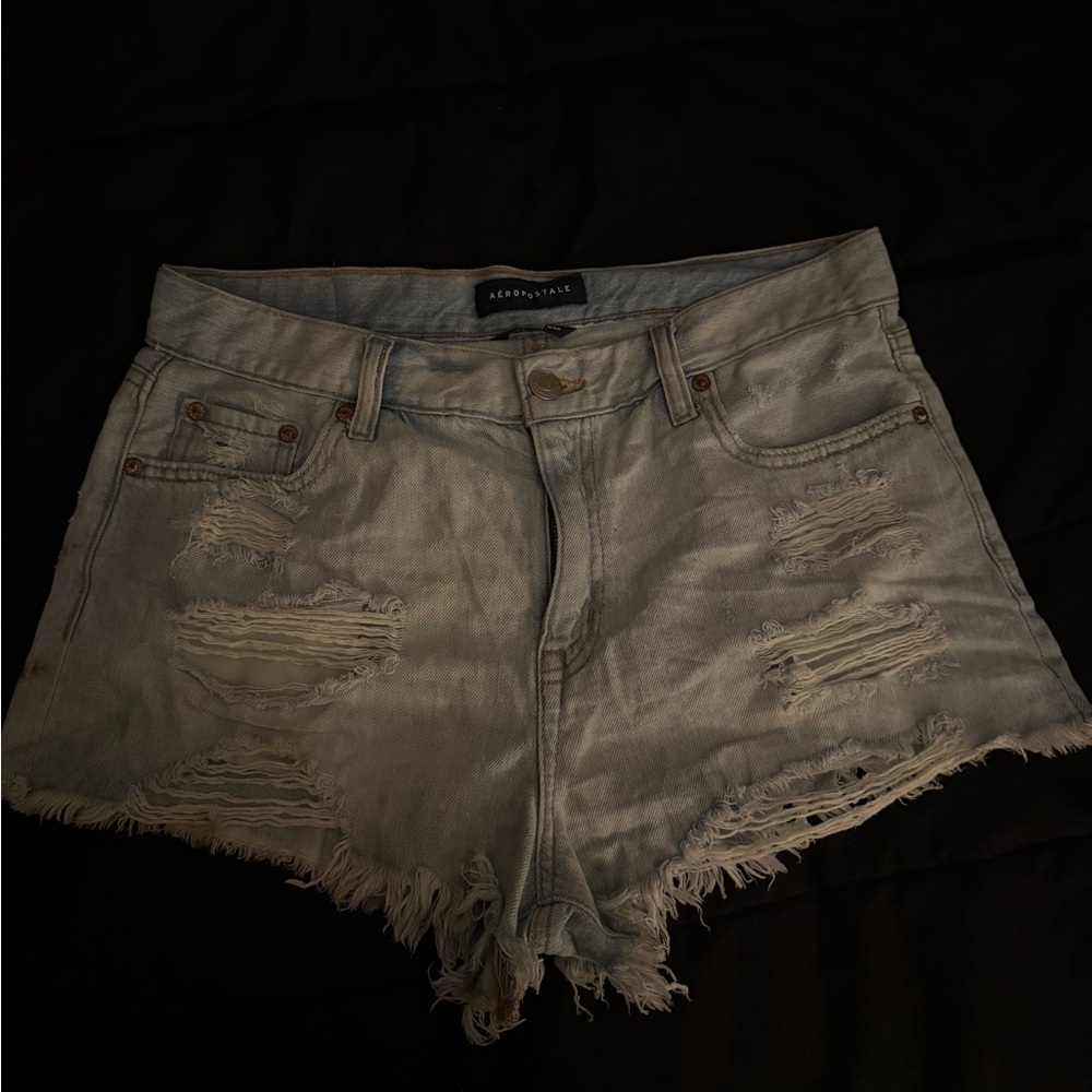 Aeropostale Frayed Light Blue Jean Shorts